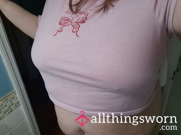 Worn Out Pink Crop Tshirt