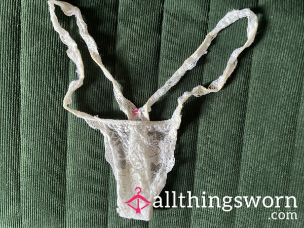 Worn Out White Lace Thong - You Choose Number Of Days