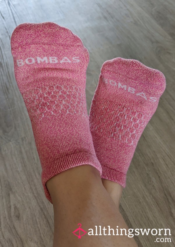 Worn Pink Bombas Ankle Socks