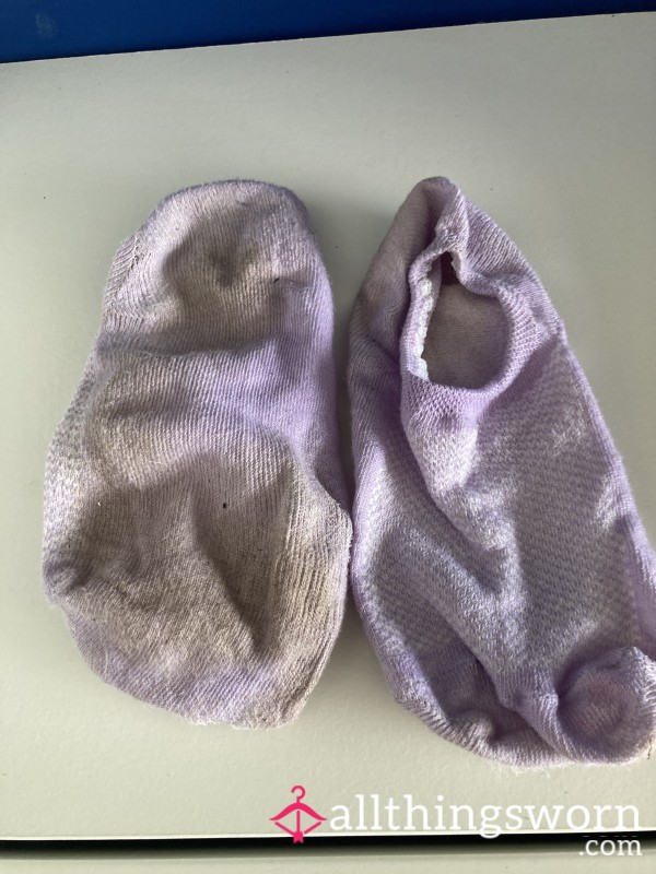 Worn Purple Trainer Socks Size 8