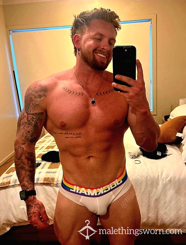 Worn Rainbow Jockmail Briefs 🌈🩲