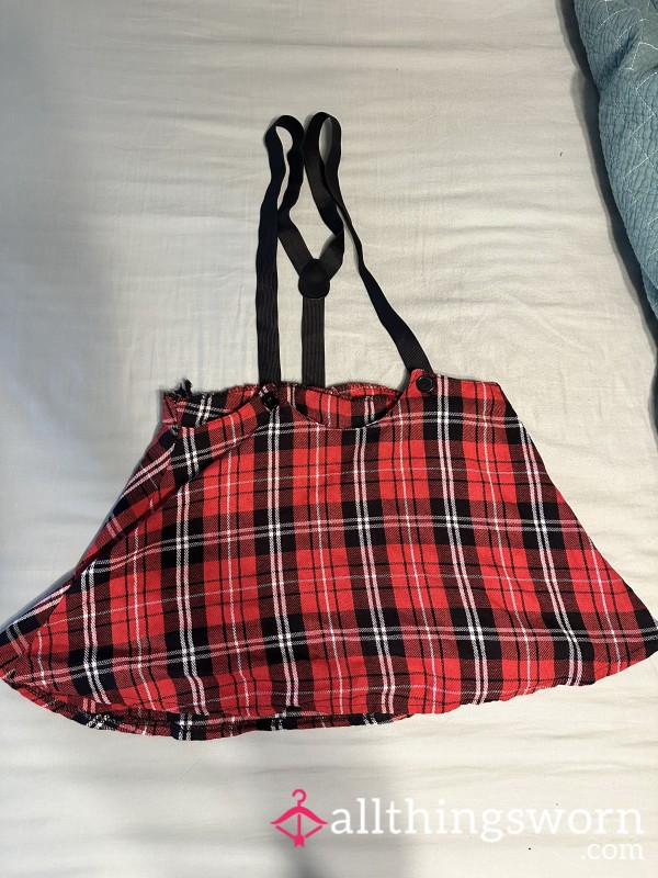 Worn Red And Black Checkered Roleplay Skirt