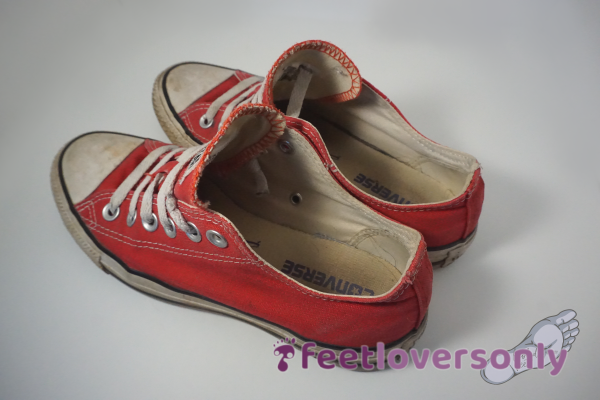 Worn Size 7 Red Converse Shoes