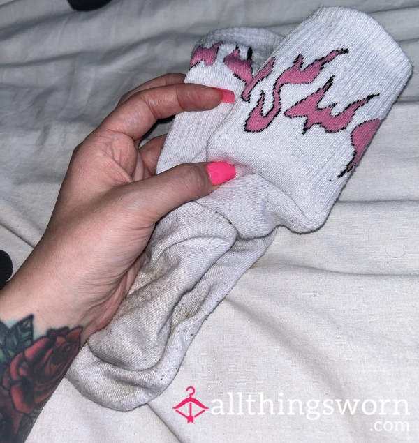 Worn Smelly/Sweaty White Long Gym Socks | 24hr Wear And Photos Included |