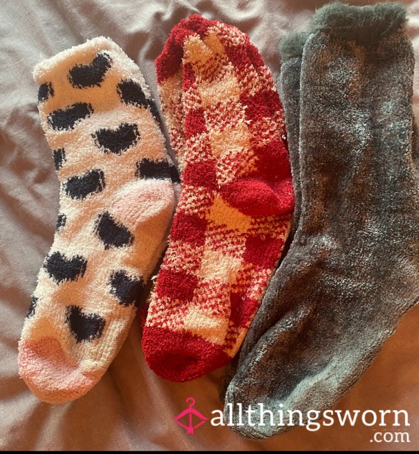 Worn Soft Fuzzy Socks