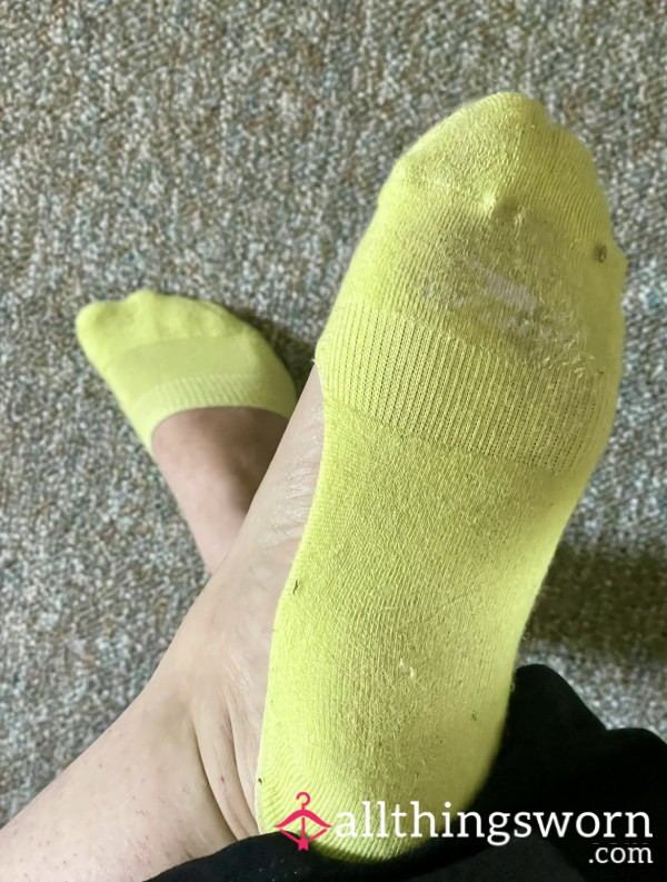 Worn Soft Neon Green No-Show Socks