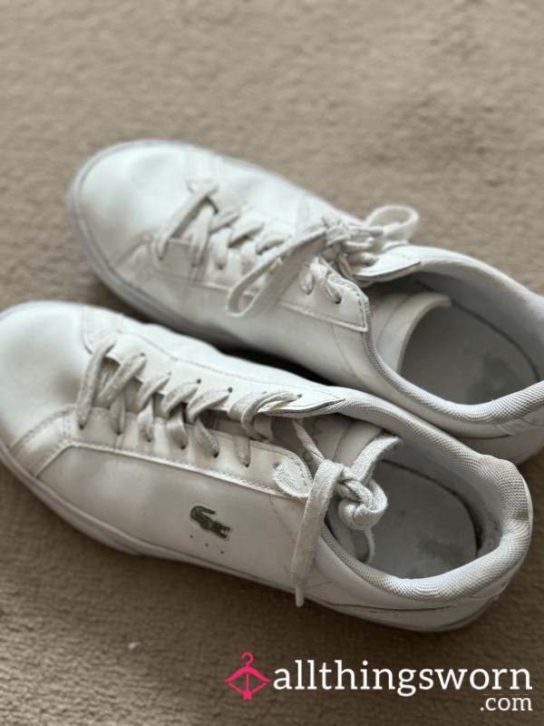 Worn White Lacoste Trainers