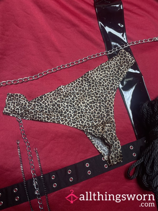 XL Stained Leopard Print Thong