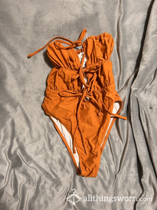 Well Worn XS Brown Strapless One Piece Swimsuit