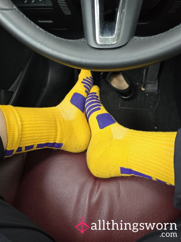 Yellow And Purple Compression Socks