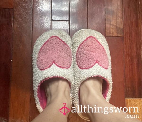 Cute Heart Slippers--Well Worn And Smelly 😋